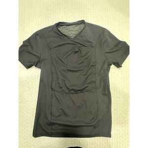 LALABU Dad Shirt Large Black V Neck Short Sleeve